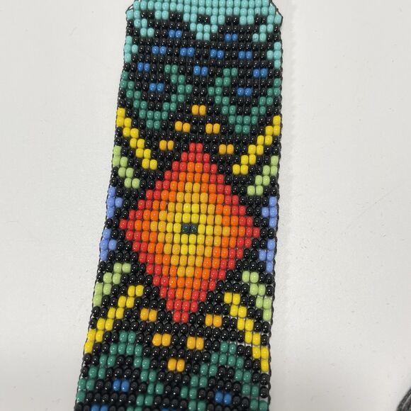 Handmade Beaded Bracelet Native Style Loom Woven Tribal Pattern Jewelry - Picture 3 of 3